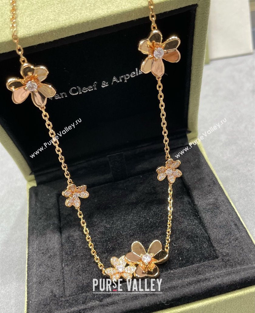 Van Cleef Arpels Frivole necklace, 9 flowers yellow gold 2025 0114 (YF-250114093)