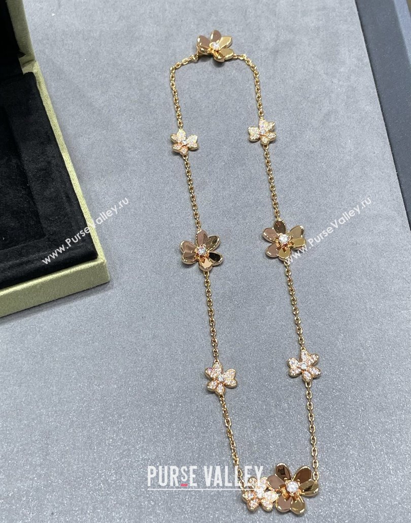 Van Cleef Arpels Frivole necklace, 9 flowers yellow gold 2025 0114 (YF-250114093)