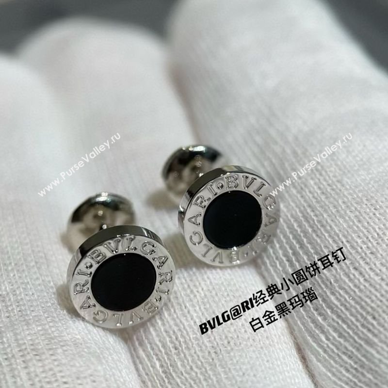 Bvlgari Bvlgari Round Stud Earrings Diameter: 0.9 cm Black/Silver 2025 (YF-250114074)