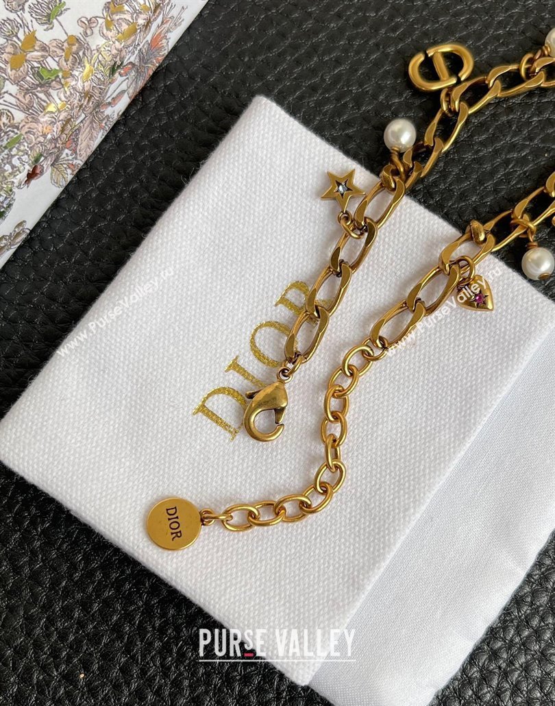 Dior Heart Lucky Charm Bracelet Aged Gold 2025 (YF-250113104)