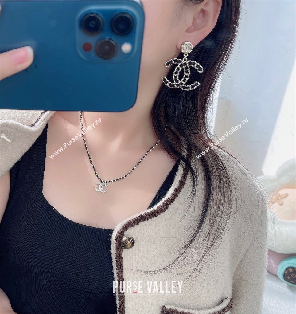 Chanel Maxi Chain CC Short Earrings Black 2025 (YF-250113079)