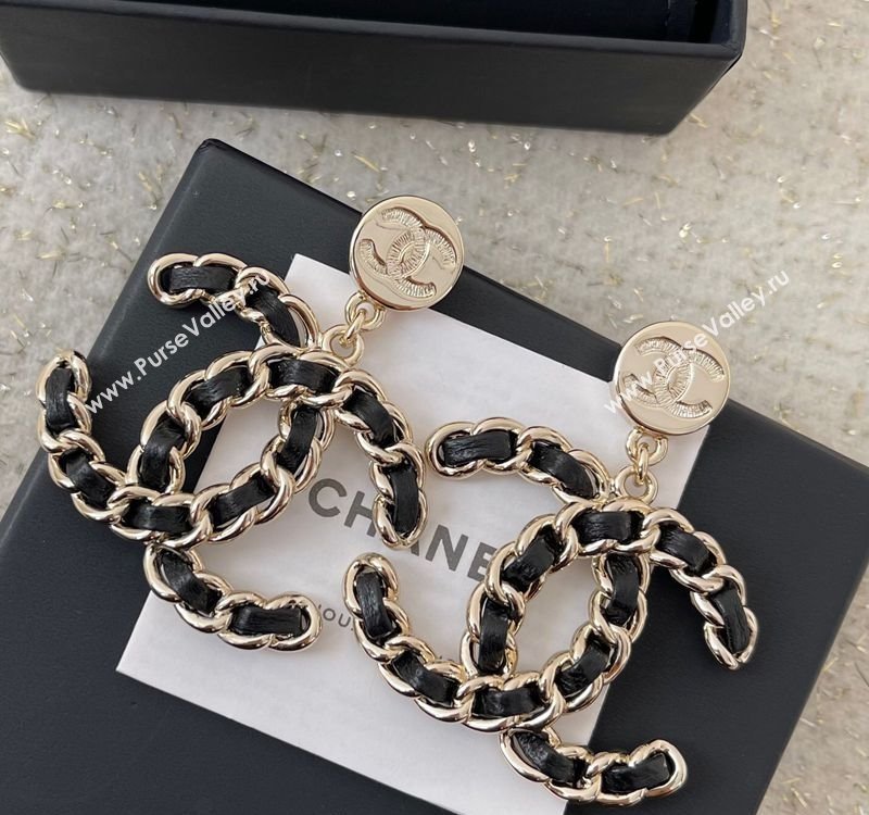 Chanel Maxi Chain CC Short Earrings Black 2025 (YF-250113079)