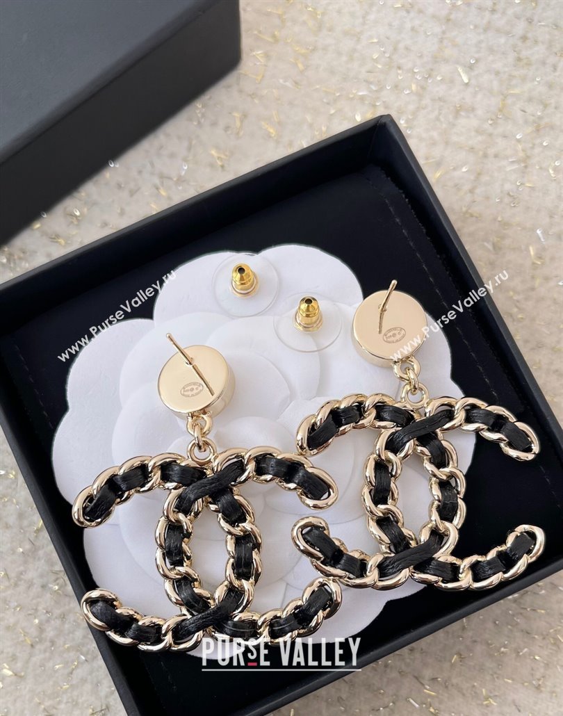 Chanel Maxi Chain CC Short Earrings Black 2025 (YF-250113079)