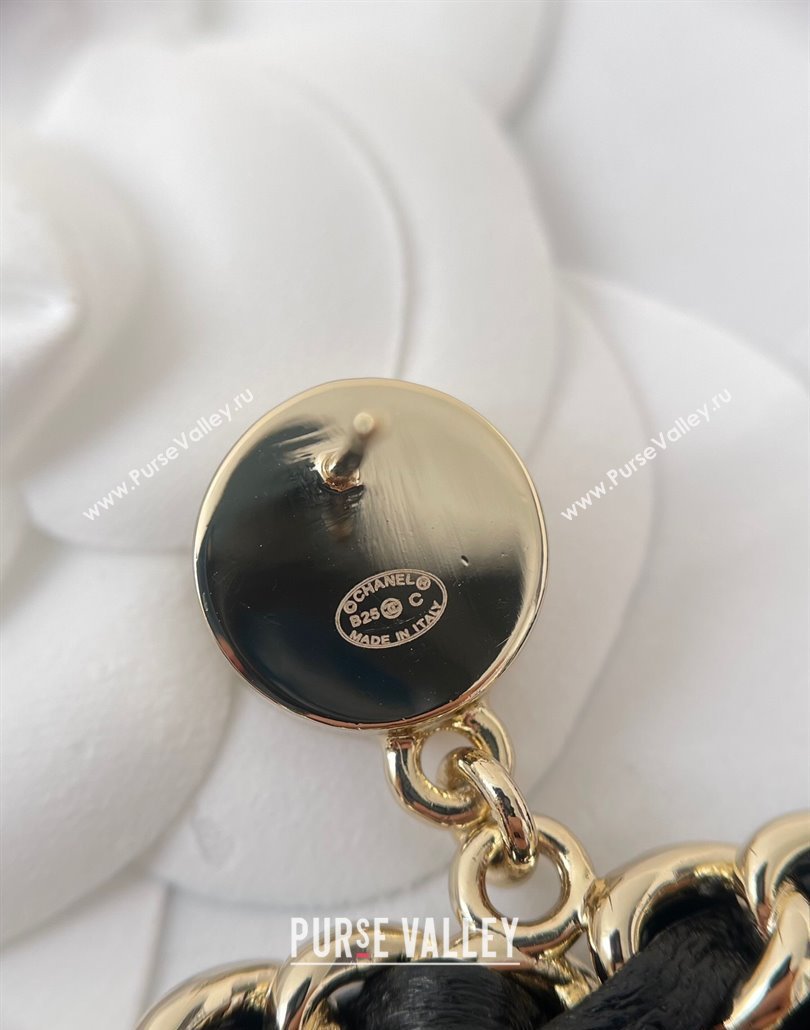 Chanel Maxi Chain CC Short Earrings Black 2025 (YF-250113079)