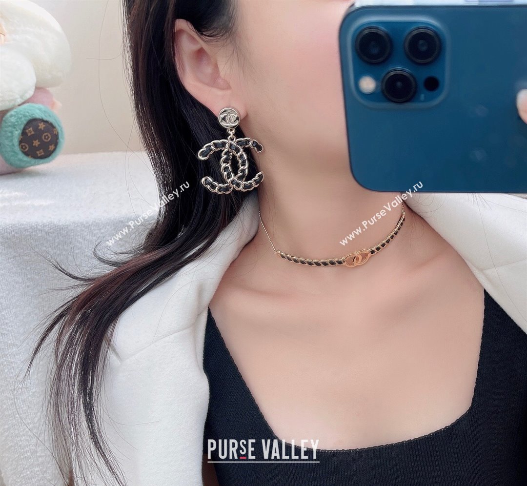 Chanel Maxi Chain CC Short Earrings Black 2025 (YF-250113079)