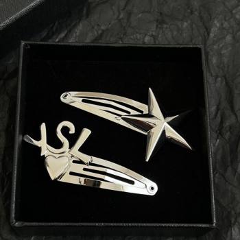 Saint Laurent YSL Heart Star Hair Clip Silver 2025 (YF-250114030)