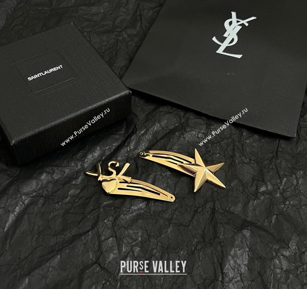 Saint Laurent YSL Heart Star Hair Clip Gold 2025 (YF-250114031)
