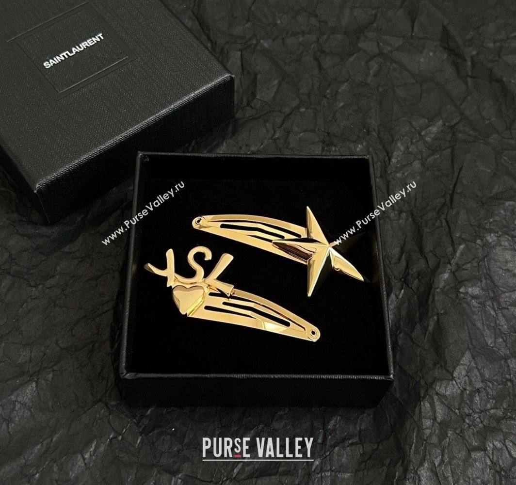 Saint Laurent YSL Heart Star Hair Clip Gold 2025 (YF-250114031)