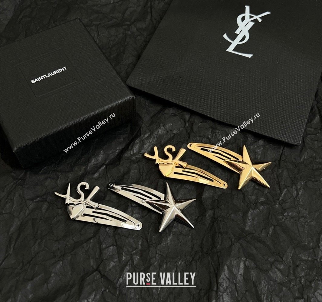 Saint Laurent YSL Heart Star Hair Clip Gold 2025 (YF-250114031)