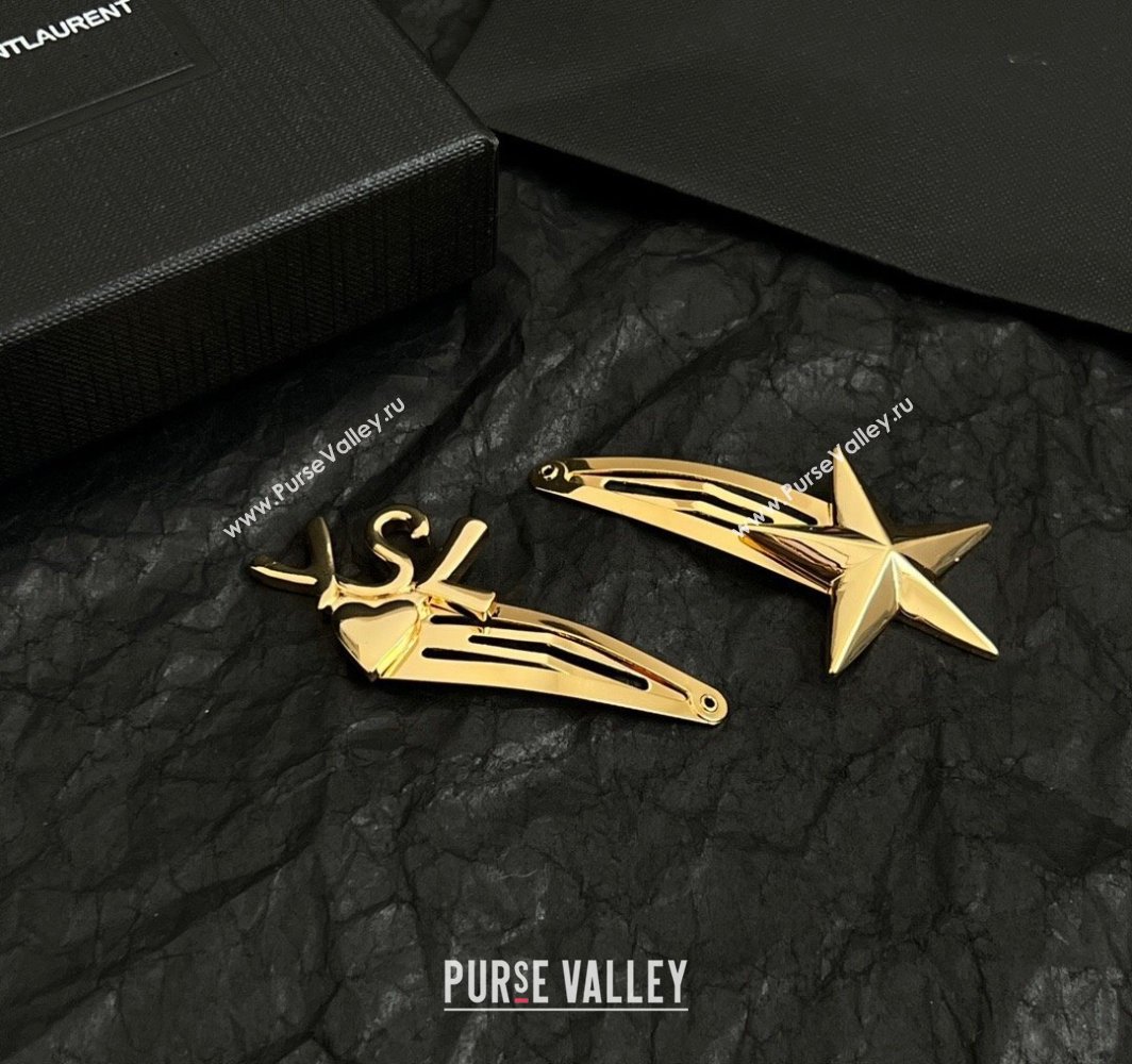 Saint Laurent YSL Heart Star Hair Clip Gold 2025 (YF-250114031)