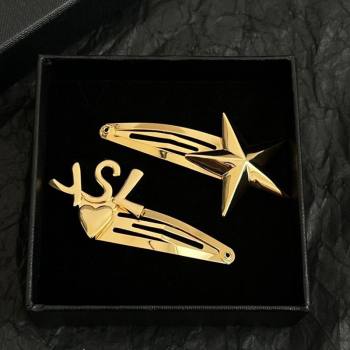 Saint Laurent YSL Heart Star Hair Clip Gold 2025 (YF-250114031)