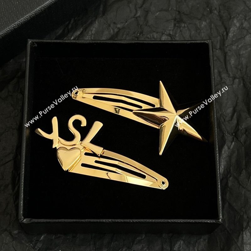 Saint Laurent YSL Heart Star Hair Clip Gold 2025 (YF-250114031)