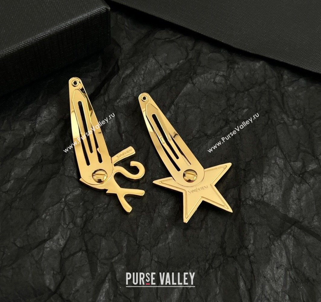 Saint Laurent YSL Heart Star Hair Clip Gold 2025 (YF-250114031)