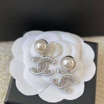 Chanel CC Short Earrings with Sequins White 2025 ABE871 (YF-250114033)