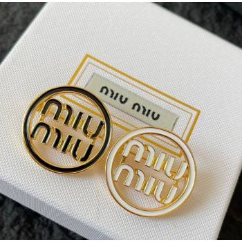 Miu Miu Logo Round Brooch White/Black 2025 0113 (YF-250113089)