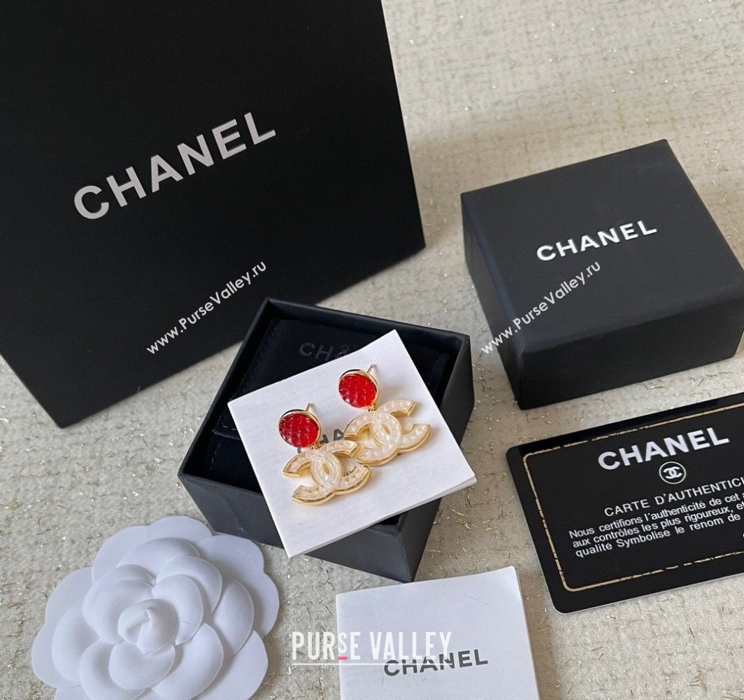 Chanel CC Short Earrings Red 2025 0114 (YF-250114006)