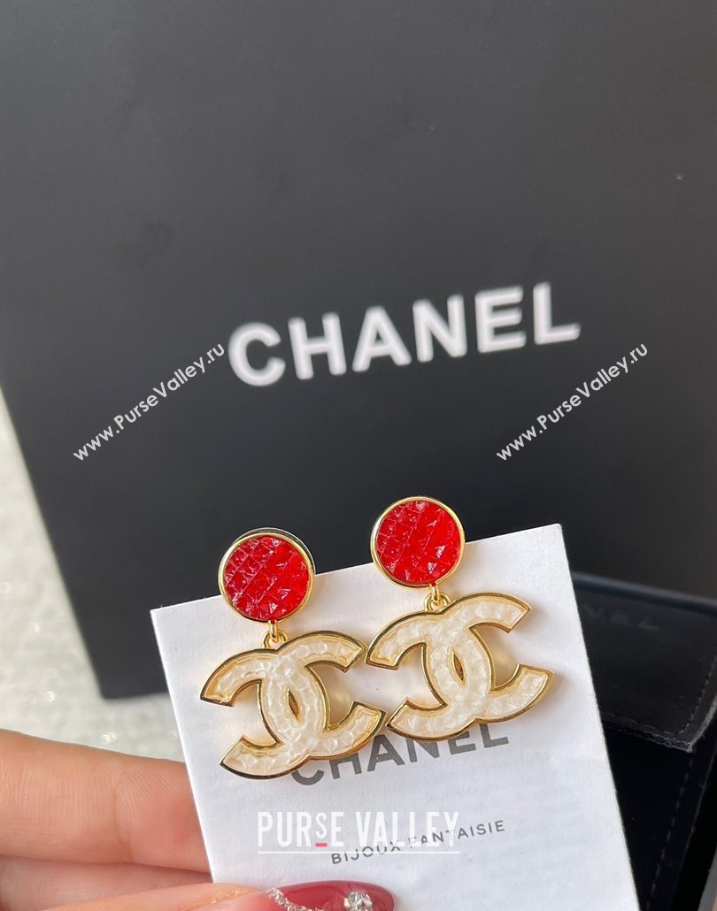 Chanel CC Short Earrings Red 2025 0114 (YF-250114006)