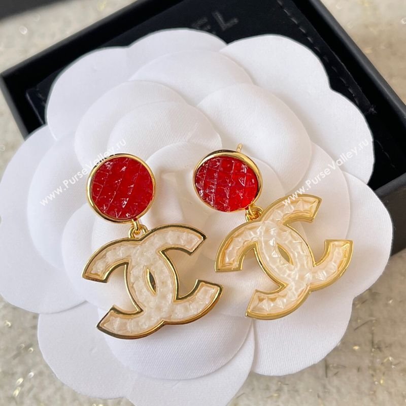 Chanel CC Short Earrings Red 2025 0114 (YF-250114006)
