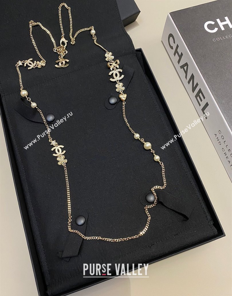 Chanel Chain Long Sweater Necklace with Bow and Bloom 2025 0114 (YF-250114010)