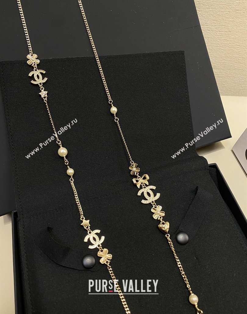 Chanel Chain Long Sweater Necklace with Bow and Bloom 2025 0114 (YF-250114010)