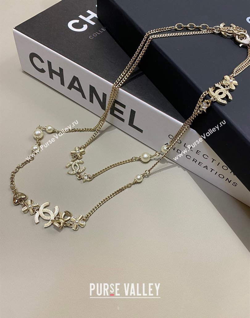 Chanel Chain Long Sweater Necklace with Bow and Bloom 2025 0114 (YF-250114010)