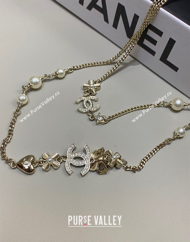 Chanel Chain Long Sweater Necklace with Bow and Bloom 2025 0114 (YF-250114010)
