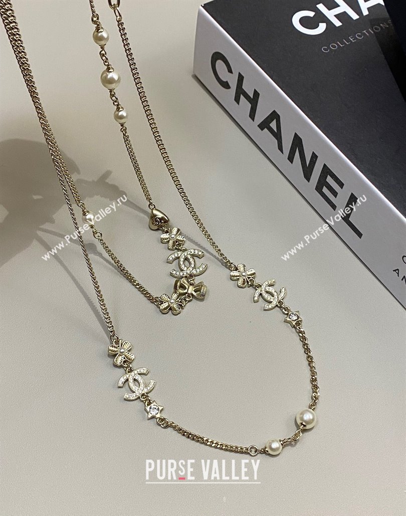 Chanel Chain Long Sweater Necklace with Bow and Bloom 2025 0114 (YF-250114010)