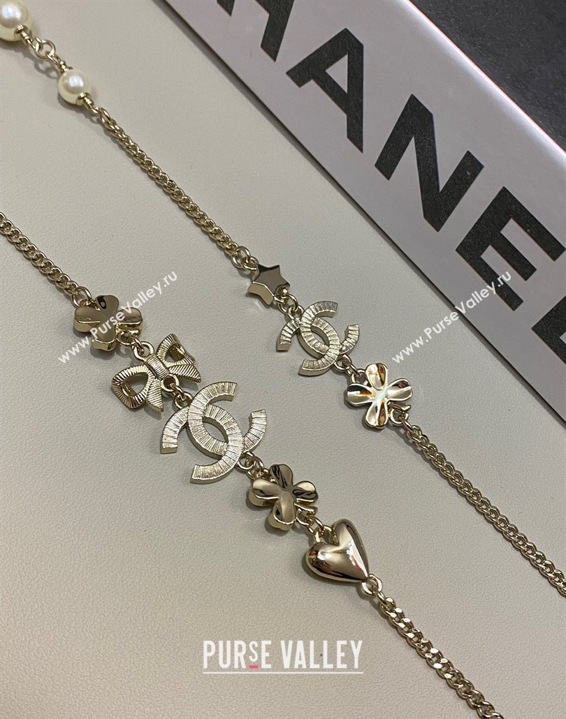 Chanel Chain Long Sweater Necklace with Bow and Bloom 2025 0114 (YF-250114010)