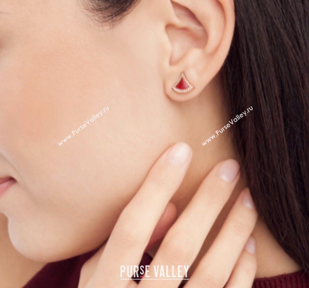 Bvlgari Divas Dream Mini Stud Earrings in 18 kt rose gold set with Strass Red 2025 0114 (YF-250114067)