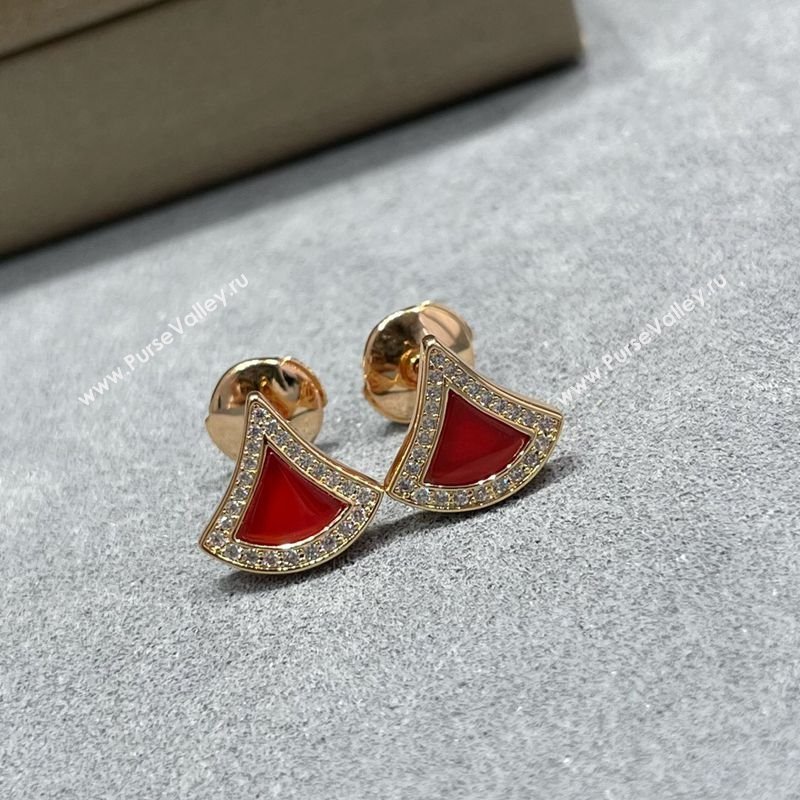 Bvlgari Divas Dream Mini Stud Earrings in 18 kt rose gold set with Strass Red 2025 0114 (YF-250114067)