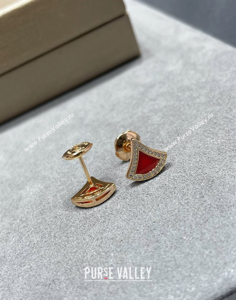 Bvlgari Divas Dream Mini Stud Earrings in 18 kt rose gold set with Strass Red 2025 0114 (YF-250114067)