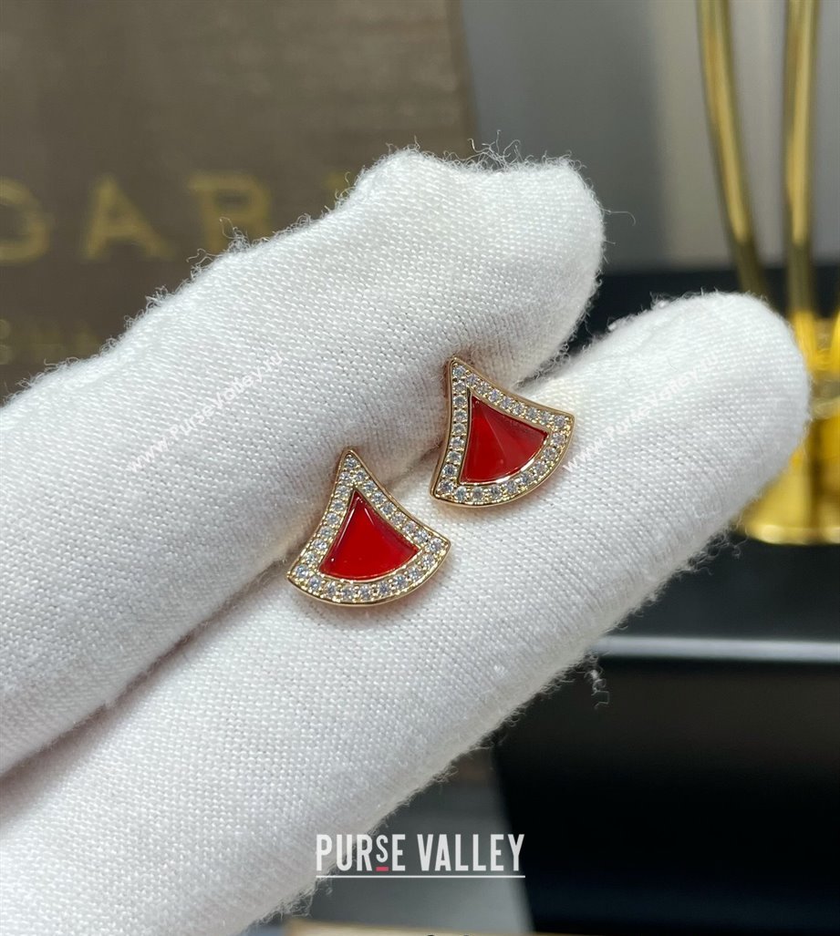 Bvlgari Divas Dream Mini Stud Earrings in 18 kt rose gold set with Strass Red 2025 0114 (YF-250114067)