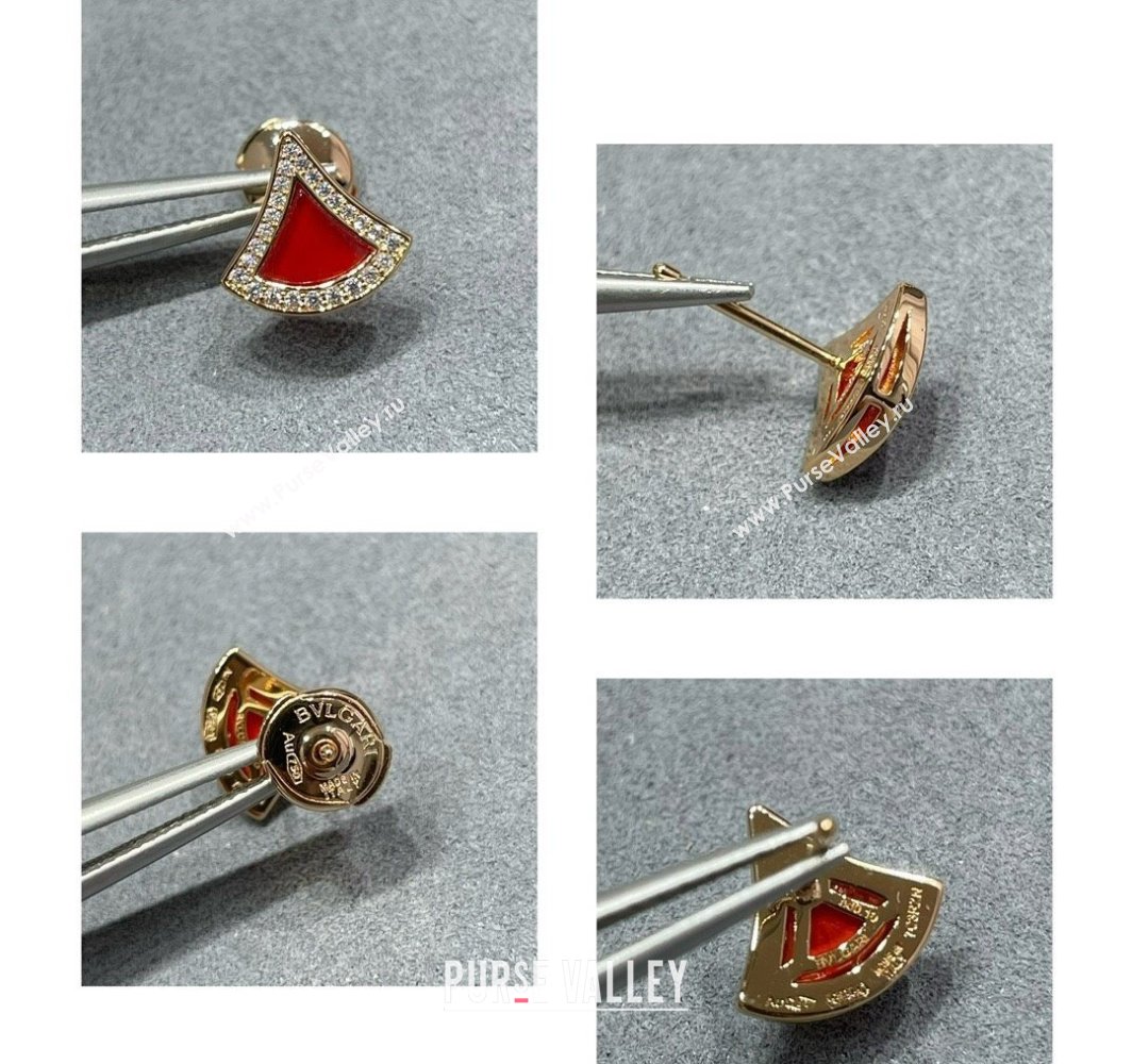 Bvlgari Divas Dream Mini Stud Earrings in 18 kt rose gold set with Strass Red 2025 0114 (YF-250114067)