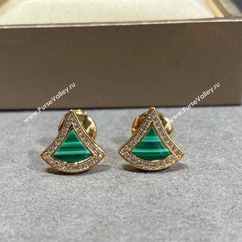 Bvlgari Divas Dream Mini Stud Earrings in 18 kt rose gold set with Strass Green 2025 0114 (YF-250114070)