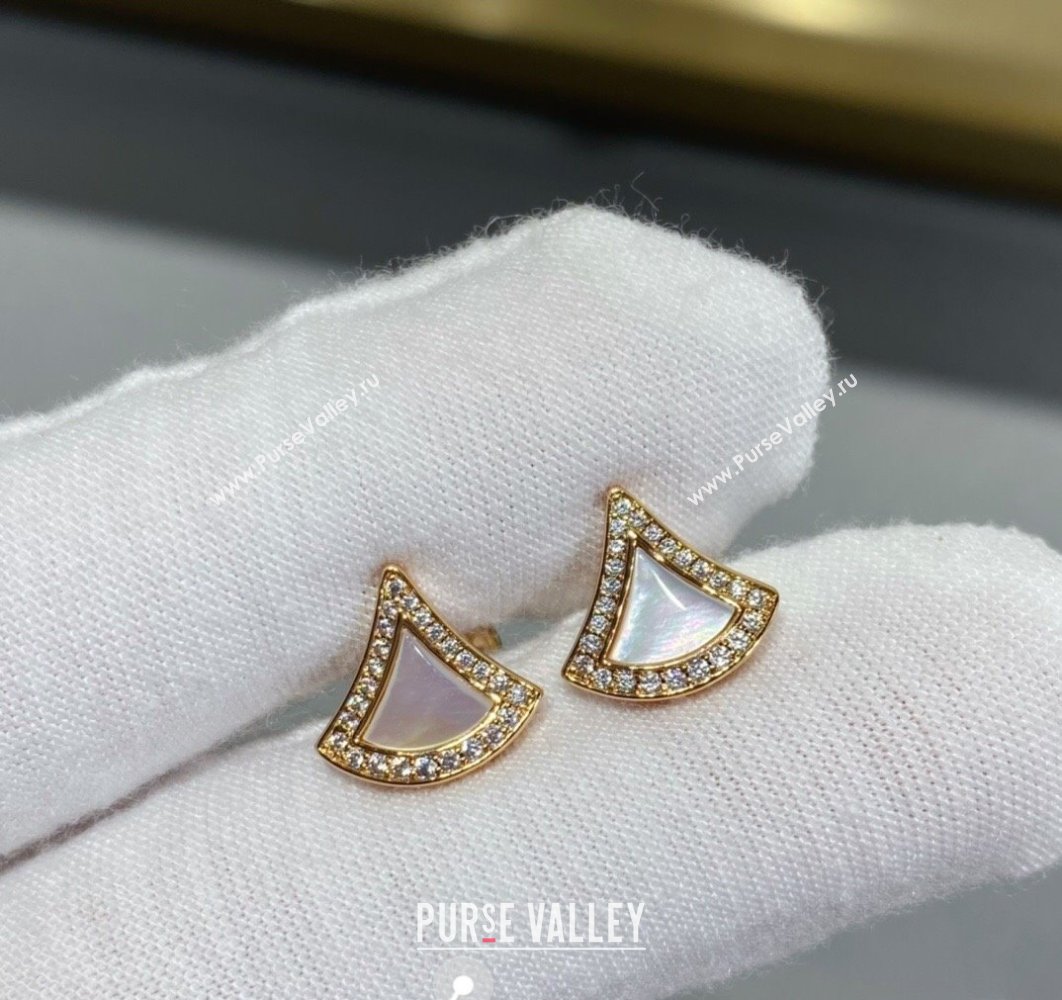 Bvlgari Divas Dream Mini Stud Earrings in 18 kt rose gold set with Strass White 2025 0114 (YF-250114071)