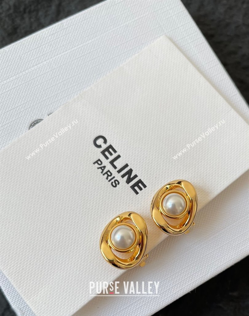 Celine Les Perles Maillon Stud Pearl Earrings 2025 (YF-250114034)