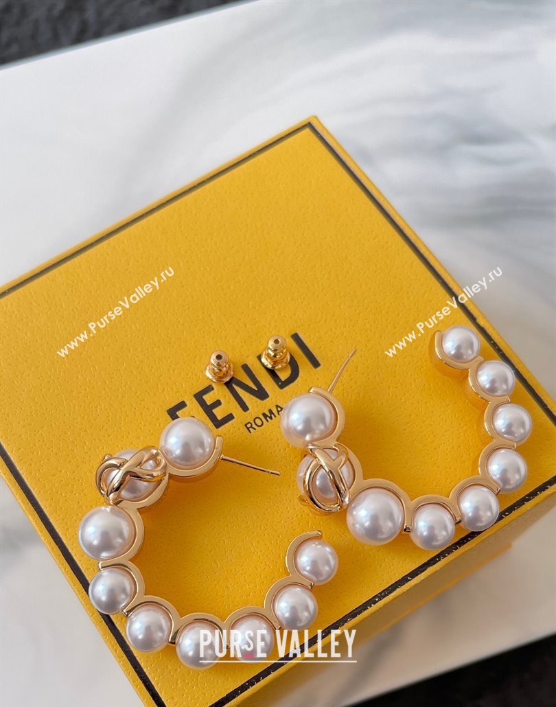 Fendi F Is Fendi Hoop Pearls Earrings 2025 0114 (YF-250114013)