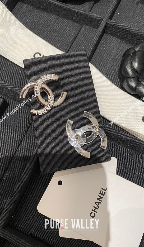 Chanel Letters CC Stud Earrings Silver 2025 0113 (YF-250113072)