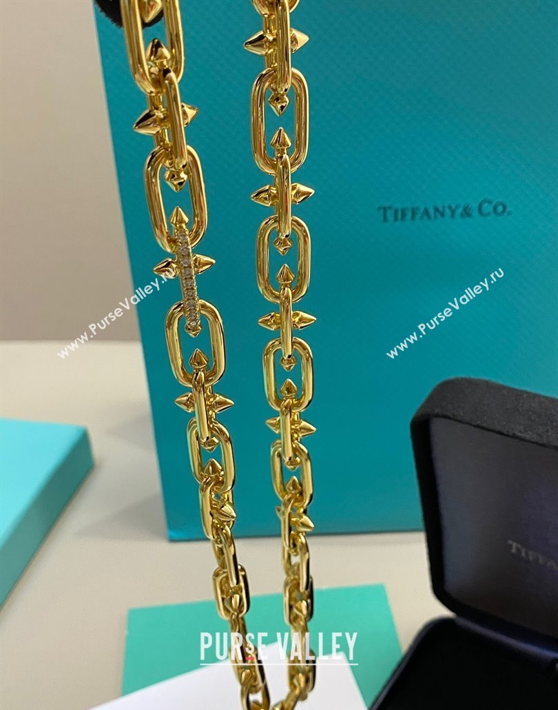 Tiffany Titan by Pharrell Williams Clasp Necklace with Strass Gold 2025 0114 (YF-250114080)