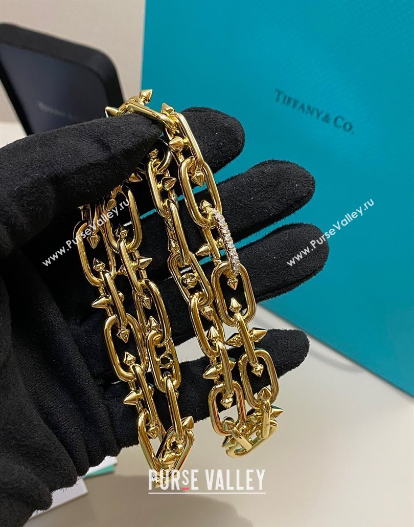 Tiffany Titan by Pharrell Williams Clasp Necklace with Strass Gold 2025 0114 (YF-250114080)