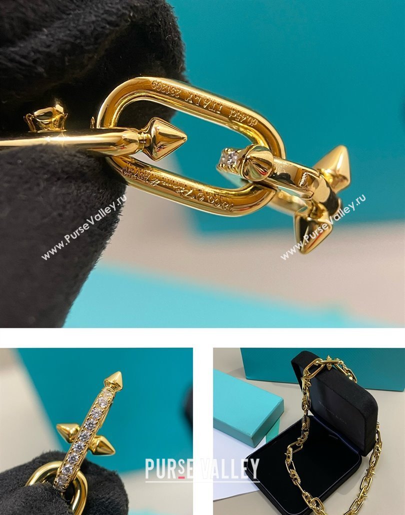 Tiffany Titan by Pharrell Williams Clasp Necklace with Strass Gold 2025 0114 (YF-250114080)