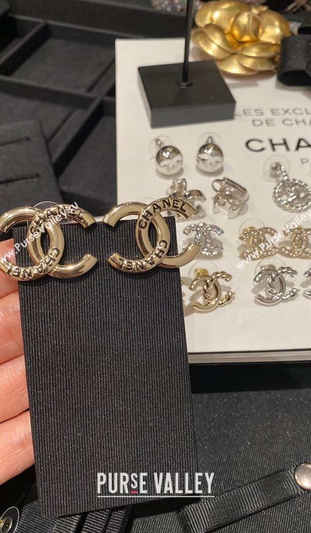 Chanel Letters CC Stud Earrings Gold 2025 0113 (YF-250113073)