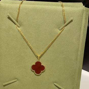 Van Cleef Arpels Magic Alhambra long necklace, 1 motif in 18K yellow gold Red 2025 0114 (YF-250114084)