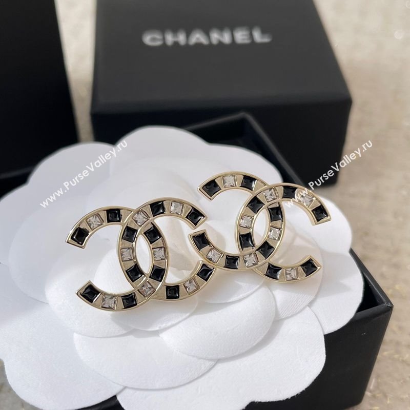 Chanel Strass CC Earrings White/Black 2025 0113 (YF-250113075)