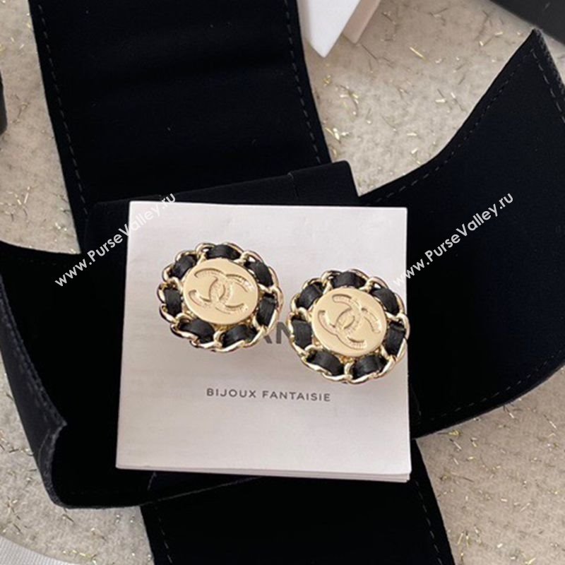 Chanel Chain Round Stud Earrings Black 2025 0113 (YF-250113076)