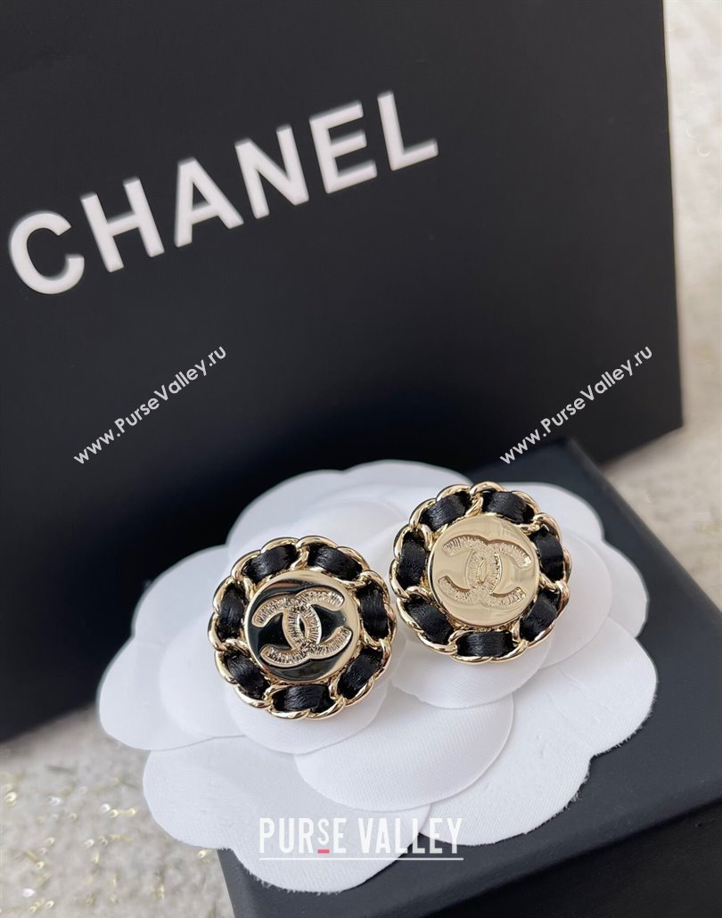Chanel Chain Round Stud Earrings Black 2025 0113 (YF-250113076)