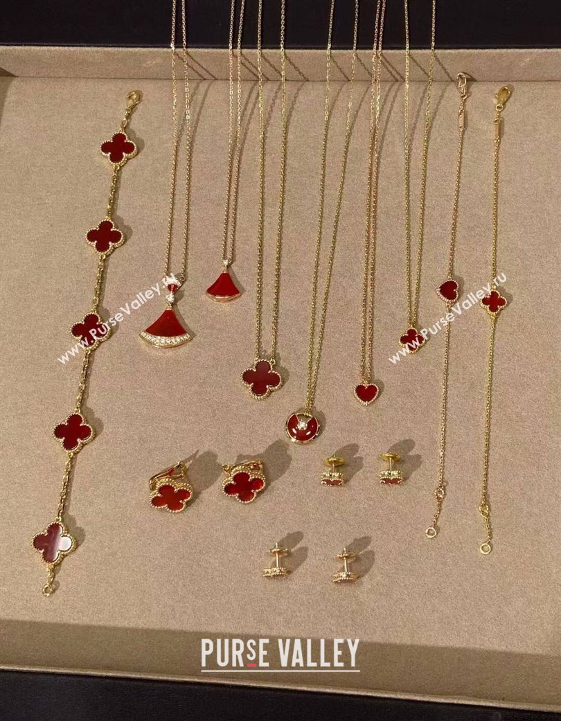 Van Cleef Arpels Alhambra Bvlgari Divas Dream Earring and Necklace Red 2025 (YF-250726116)