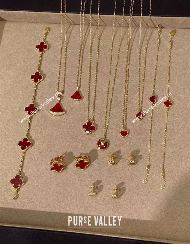 Van Cleef Arpels Alhambra Bvlgari Divas Dream Earring and Necklace Red 2025 (YF-250726116)