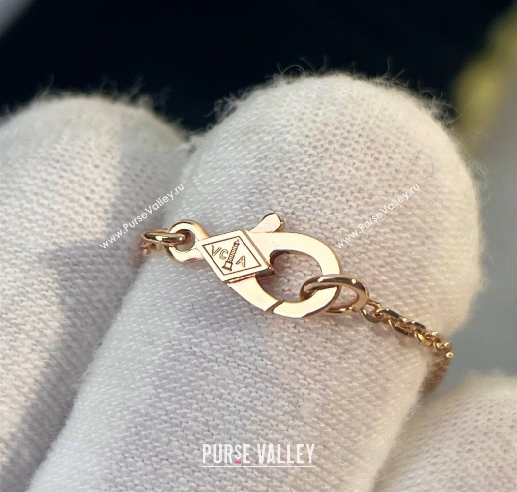 Van Cleef Arpels Alhambra Pendant Necklace with Crystals Charm Agate Blue 2025 0726 (YF-250726073)