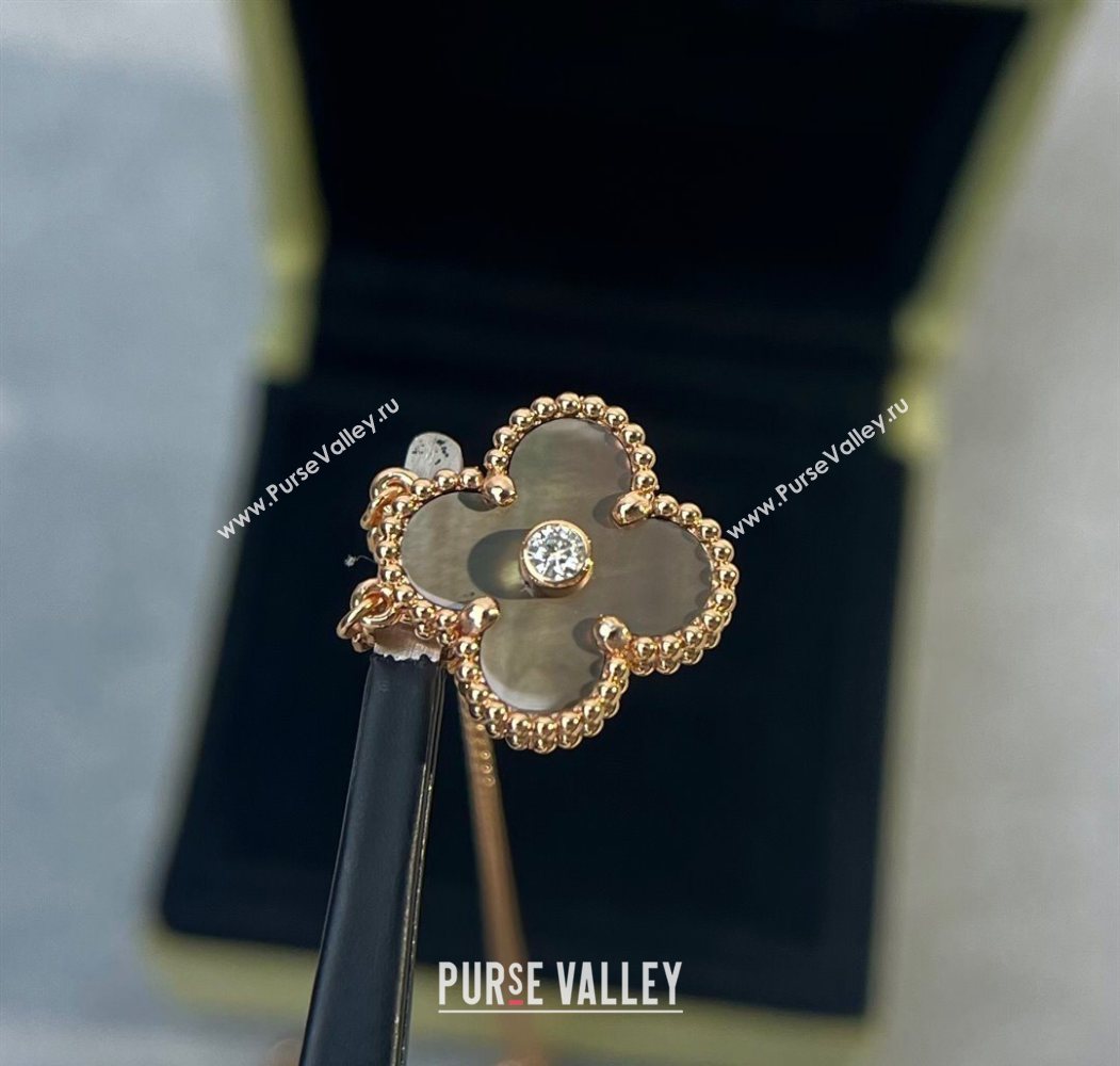 Van Cleef Arpels Alhambra Pendant Necklace with Crystals Charm Fritillary Grey 2025 0726 (YF-250726075)